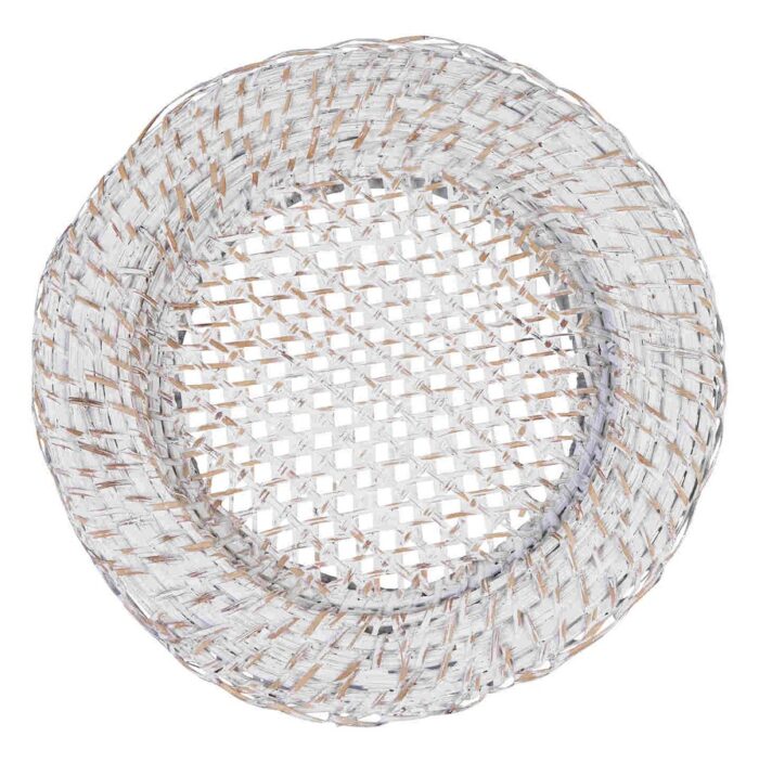 Sottopiatto rotondo in rattan sbiancato