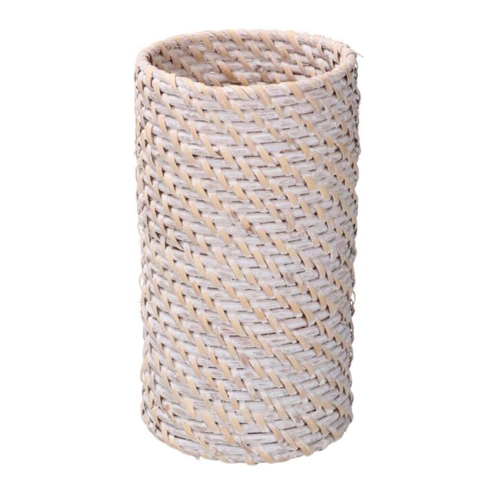 Porta grissini rotondo in rattan sbiancato