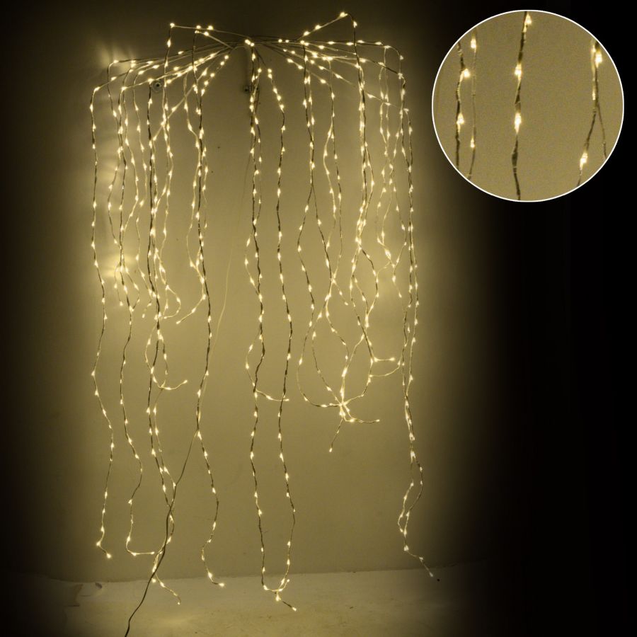 Luce cascata 648 led fissi+81 flash luce calda