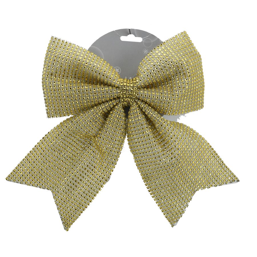 Decorazione fiocco oro con strass