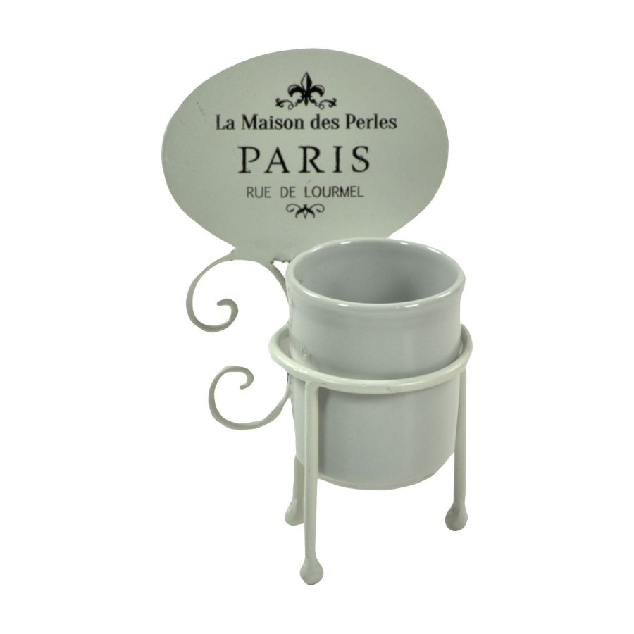 Porta spazzolini in metallo e ceramica "Paris"