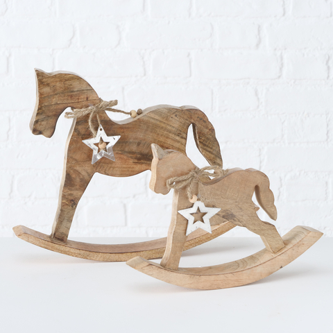 Cavallo a dondolo in legno con stella in metallo