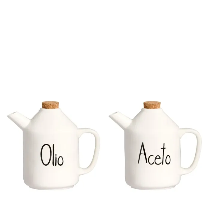 Set 2 Bottiglie in gres decoro Olio - Aceto 2x250ml