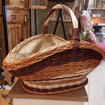 Cesto porta legna in vimini con manico  Mis 65x45x h 17-30