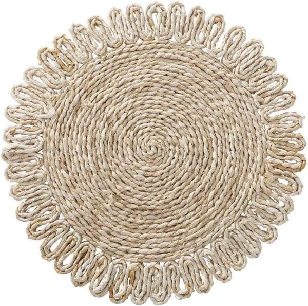 Set di tovagliette rotonde in rattan intrecciato naturale, set di tovagliette da tavolo da cucina, antiscivolo, 6 pezzi