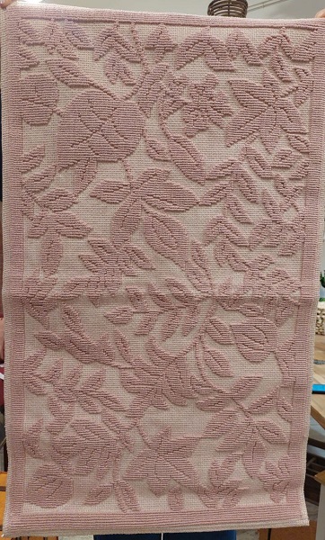 Tappeto in cotone 100% decoro foglie in rilievo 60x100