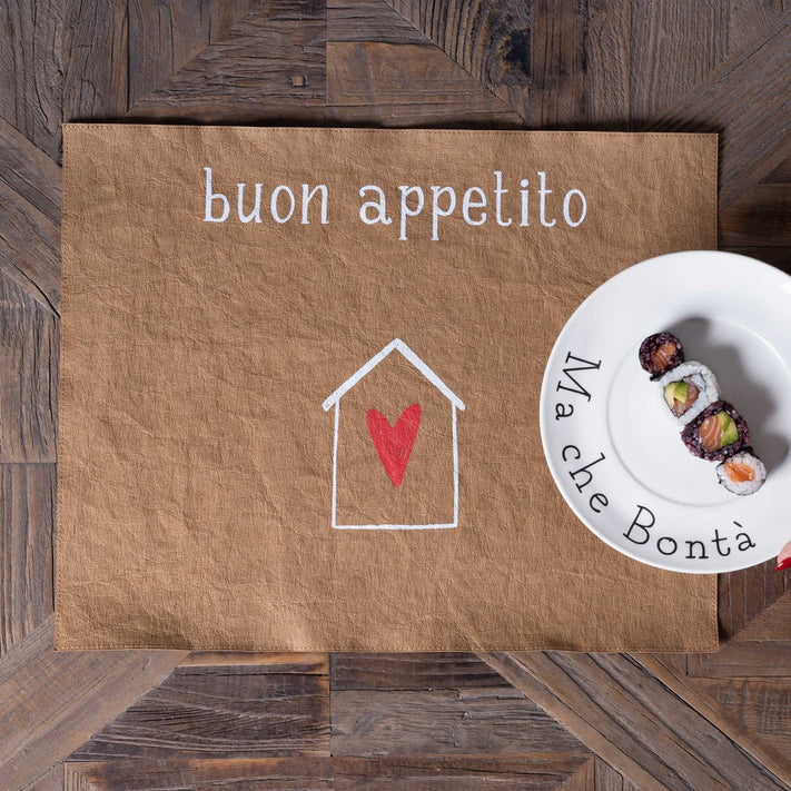 Tovaglietta in fibra di cellulosa con decoro Buon appetito