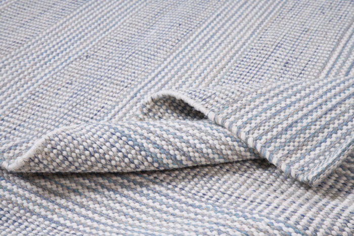 Tappeto melange in lana e cotone bianco tortora e azzurro 140x200