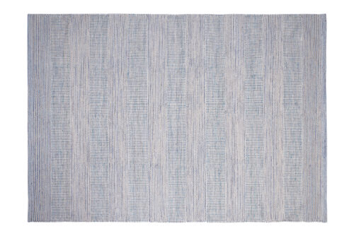 Tappeto melange in lana e cotone toni beige e blu 140x200