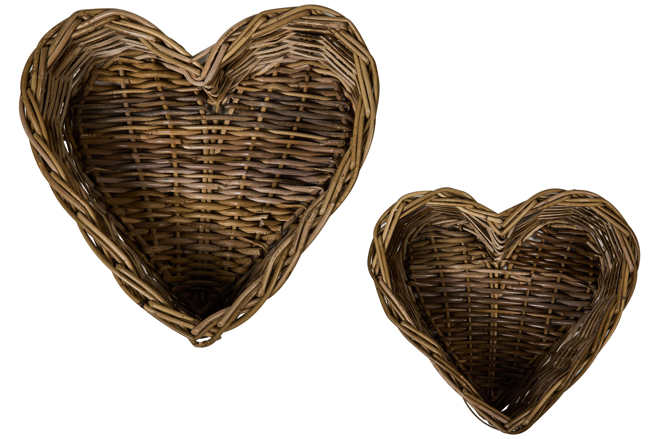 Cestino cuore in rattan grigio decapato Cestino cuore in rattan grigio decapato