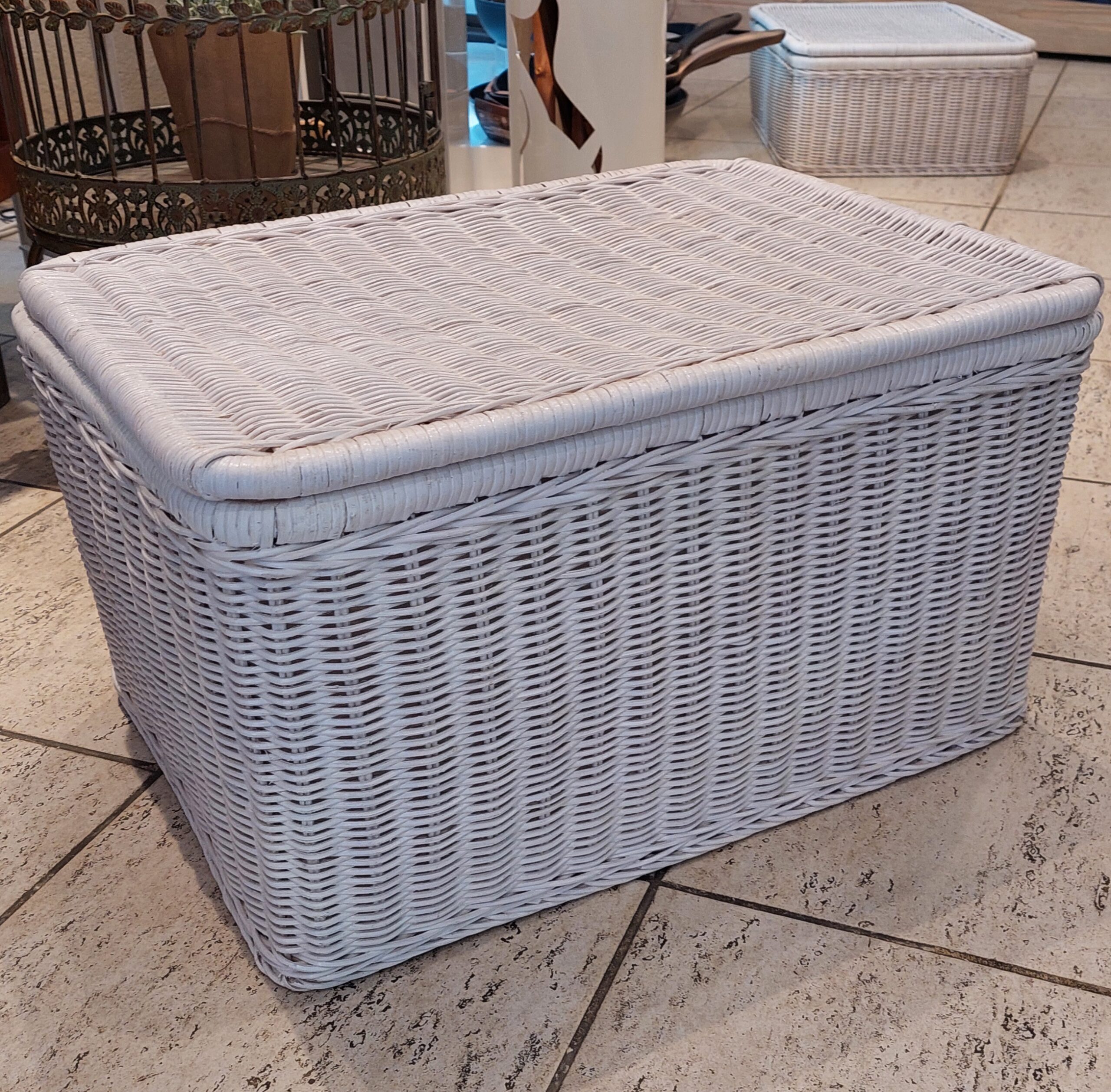Bauletto rettangolare in midollino bianco Bauletto rettangolare in midollino bianco