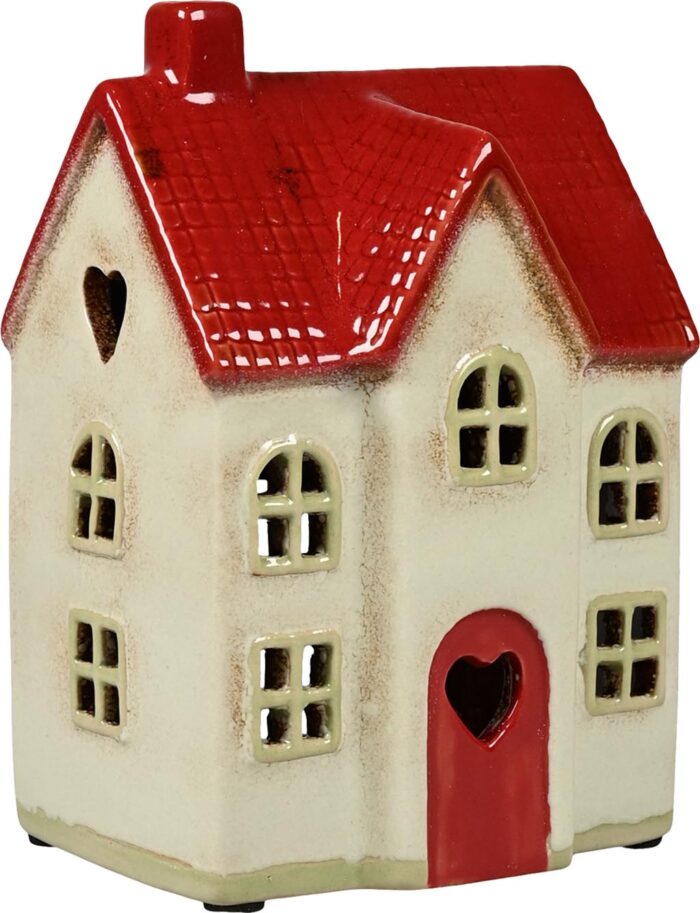 Porta tealight casetta bianca in ceramica