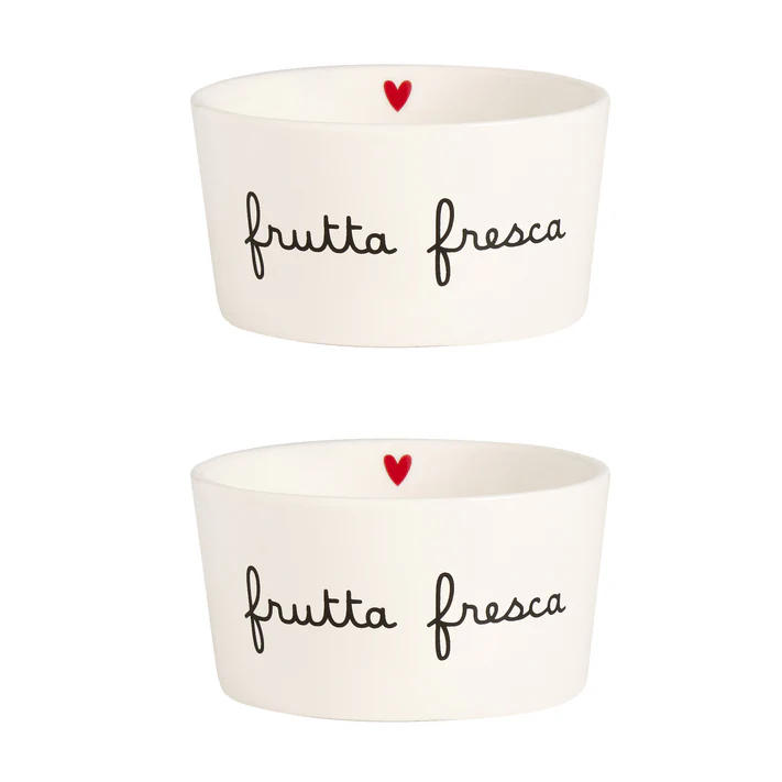 Set 2 Coppette in gres decoro Frutta fresca Set 2 Coppette in gres decoro Frutta fresca