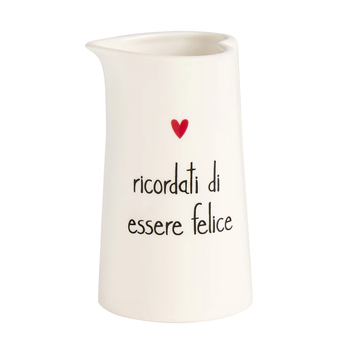 Lattiera in gres con decoro Ricordati di essere felice 32 cl Lattiera in gres con decoro Ricordati di essere felice 32 cl