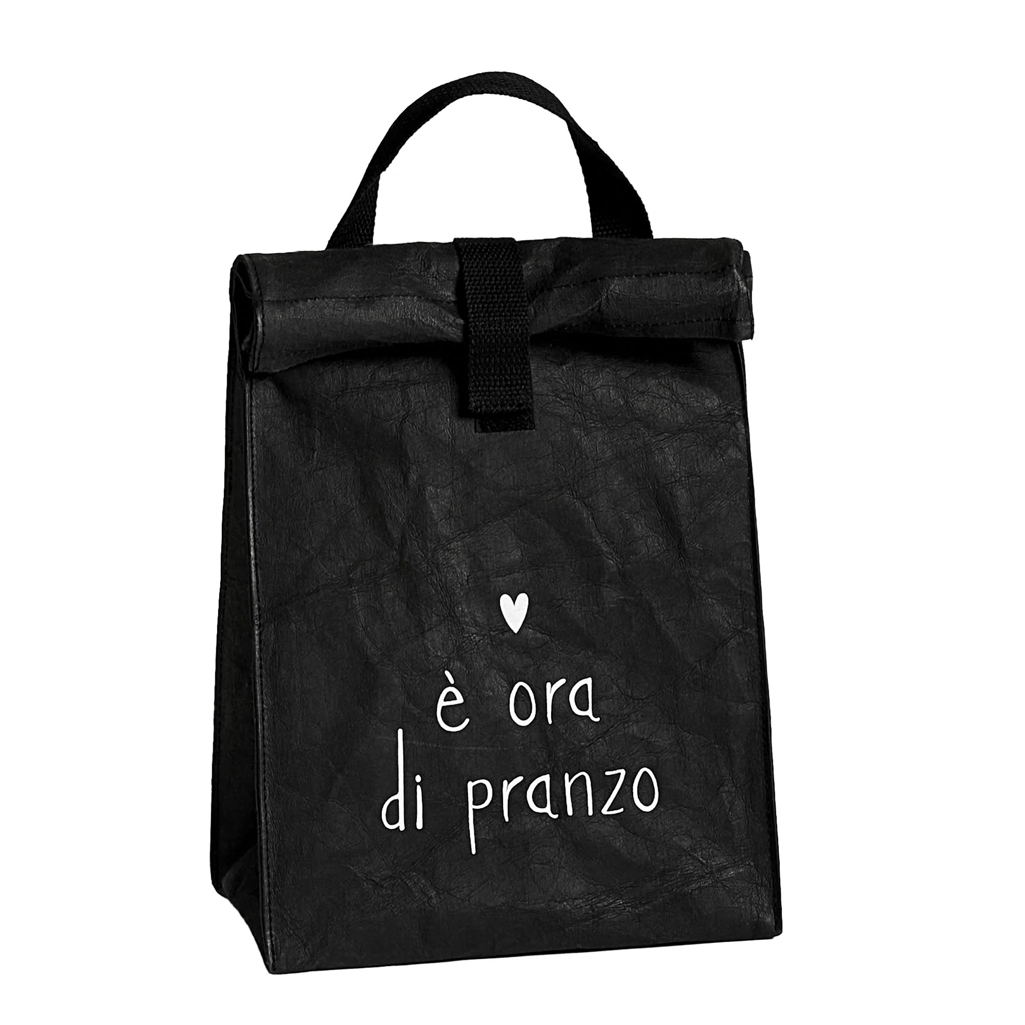Porta-pranzo in fibra di cellulosa nera decoro E' ora di pranzo