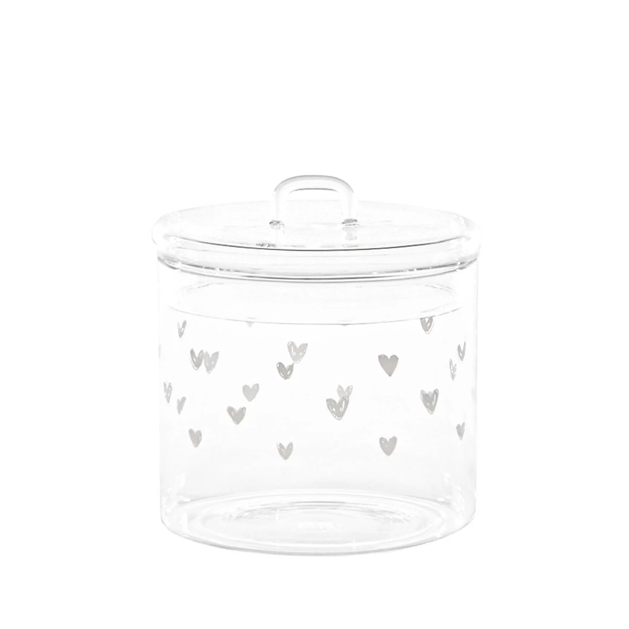 Barattolo in vetro borosilicato decoro Cuori