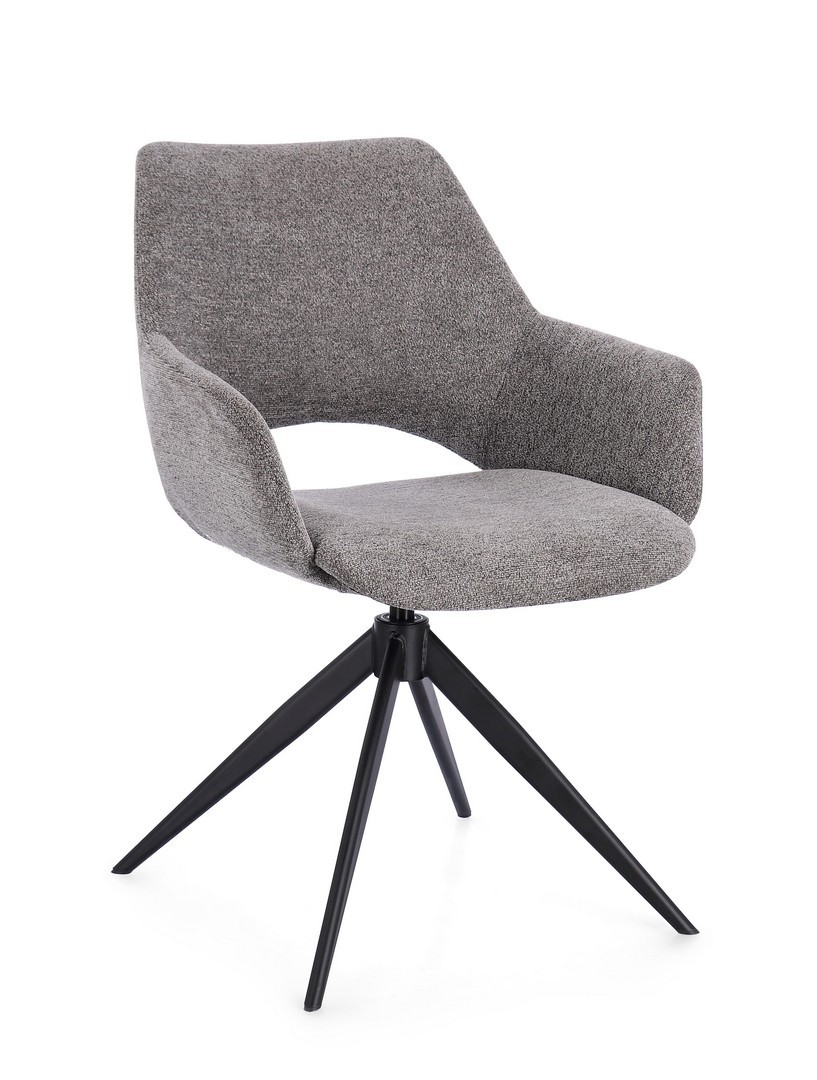 Sedia in tessuto grigio girevole