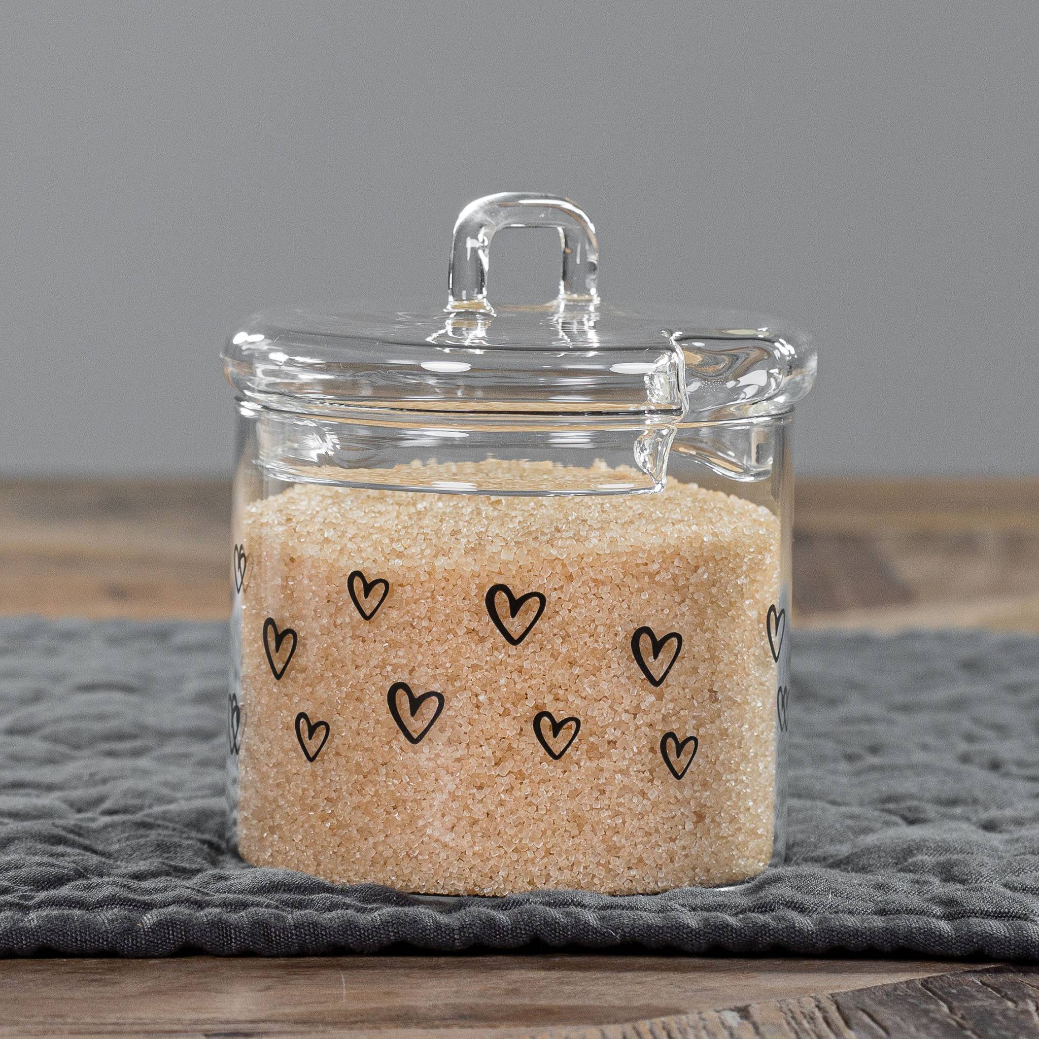 Zuccheriera o Formaggiera in vetro borosilicato decoro Cuori