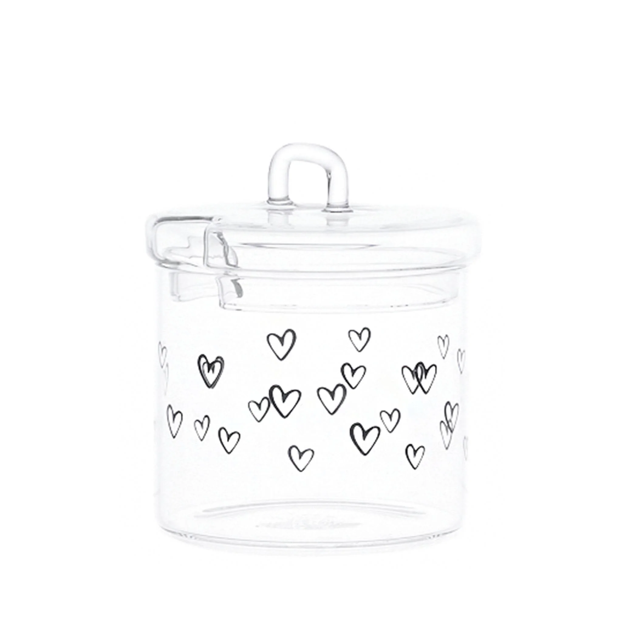 Zuccheriera o Formaggiera in vetro borosilicato decoro Cuori Zuccheriera o Formaggiera in vetro borosilicato decoro Cuori