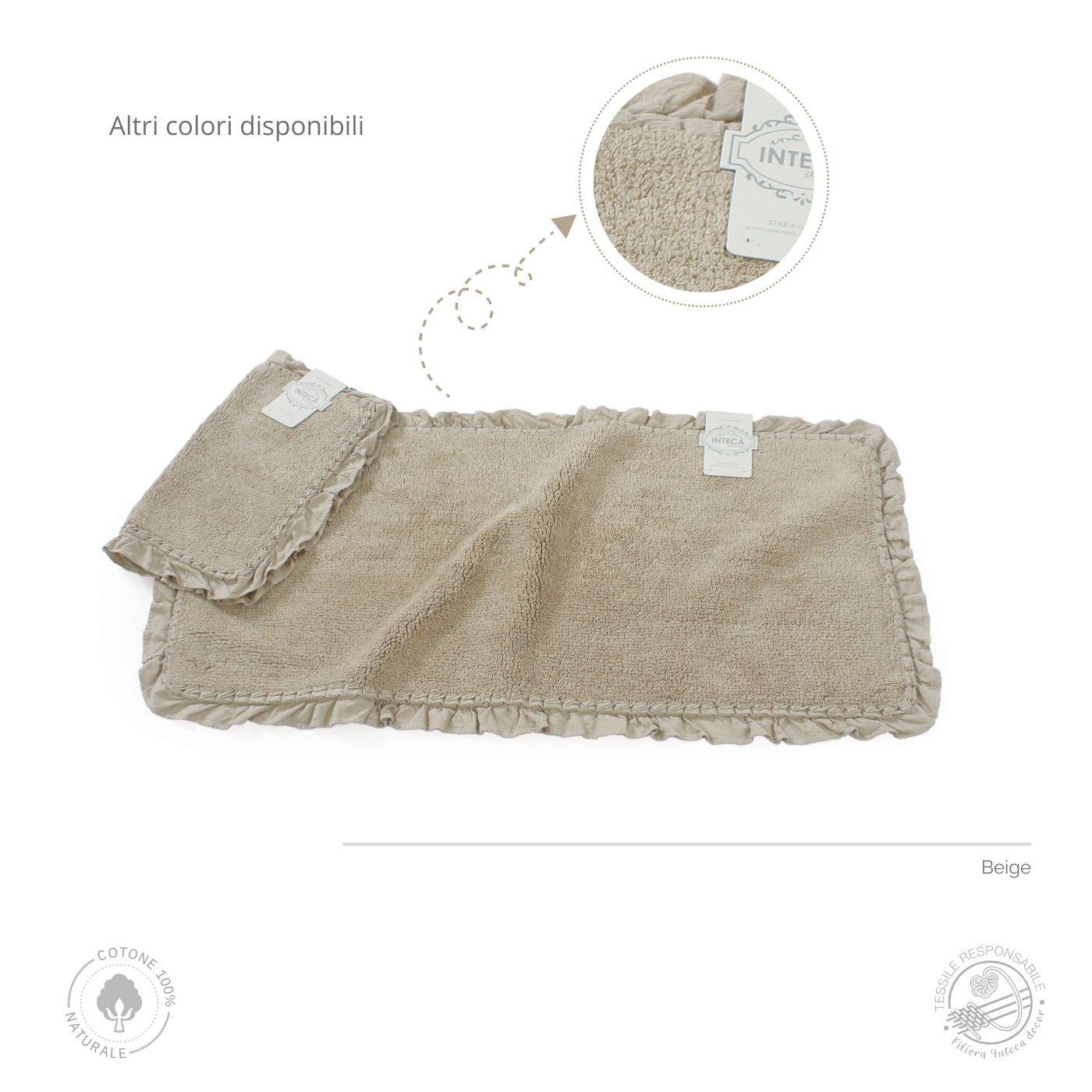 Tappeto Volant in cotone con balza col. Beige Tappeto Volant in cotone con balza col. Beige