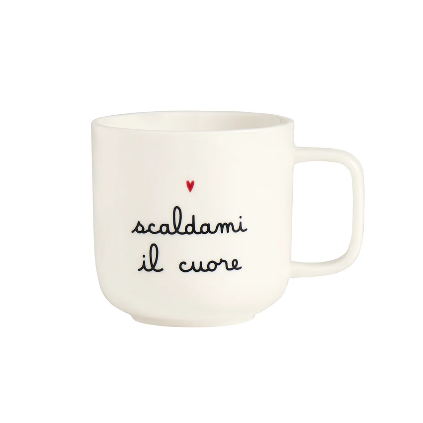Mug bianca decoro Scaldami il cuore Mug bianca decoro Scaldami il cuore