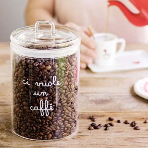 Barattolo in vetro borosilicato decoro  Ci vuole un caffè