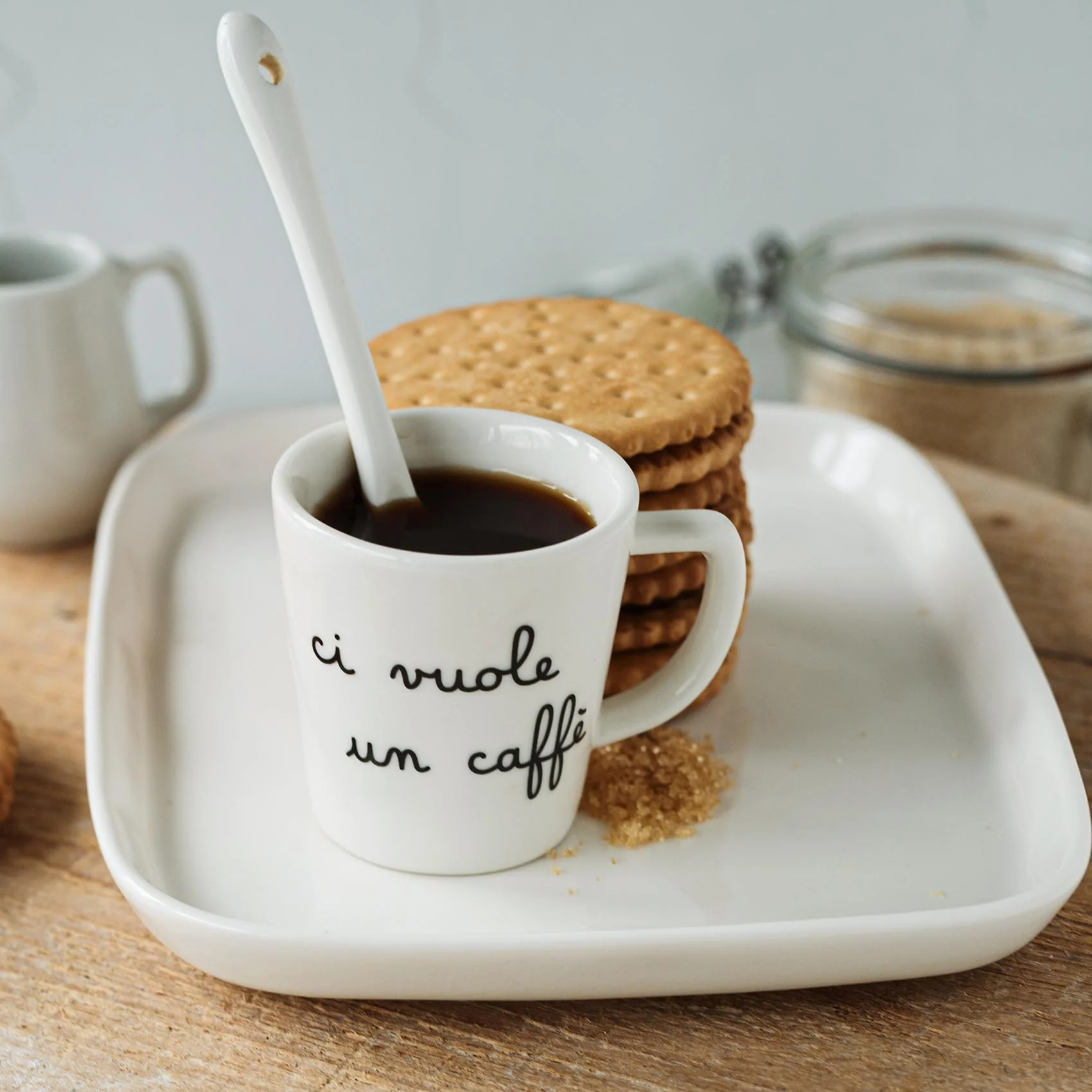 Set 2 tazzine espresso decoro Ci vuole un caffè Set 2 tazzine espresso decoro Ci vuole un caffè