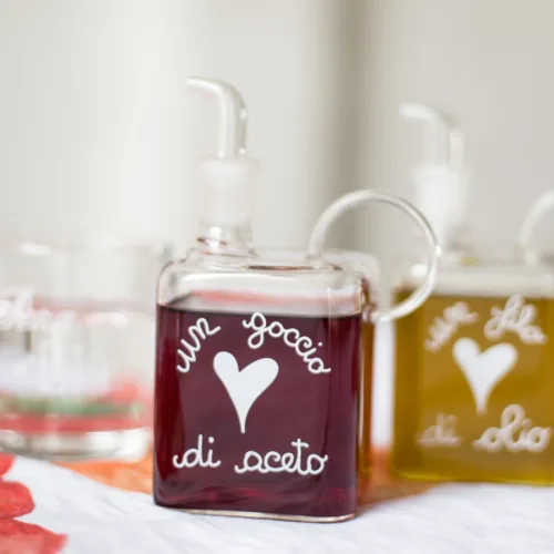 Bottiglia aceto in vetro borosilicato decoro Un Goccio di Aceto 400ml
