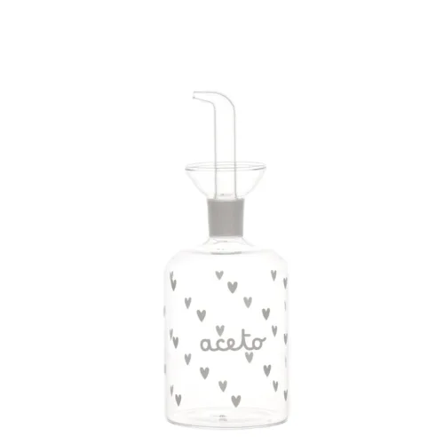 Bottiglia aceto in vetro borosilicato decoro Tappezzeria Cuori 350 ml