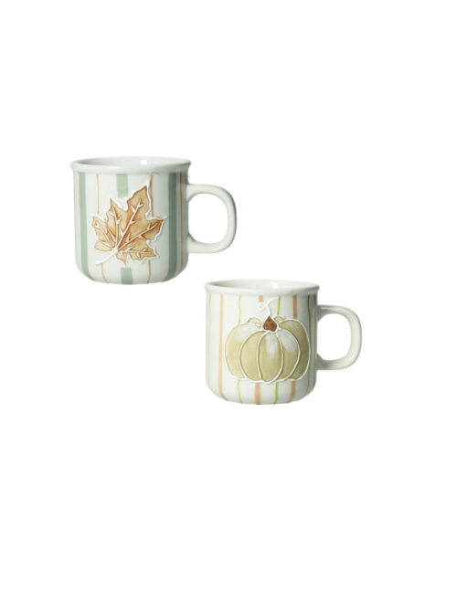 Set 2 tazzine da caffe' decoro zucca e vite
