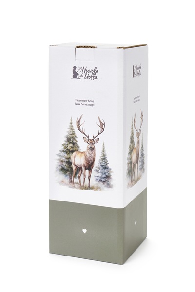 Set 4 tazze cervo nel bosco con supporto in metallo