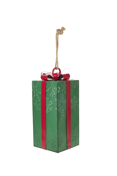 Pacco regalo in metallo da appendere o da appoggiare Pacco regalo in metallo da appendere o da appoggiare