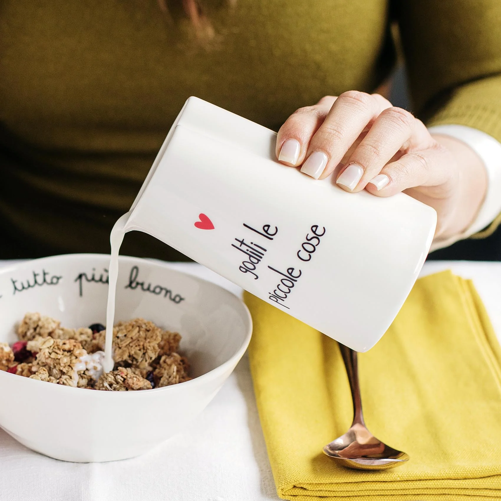 Lattiera in gres Goditi le piccole cose Lattiera in gres Goditi le piccole cose