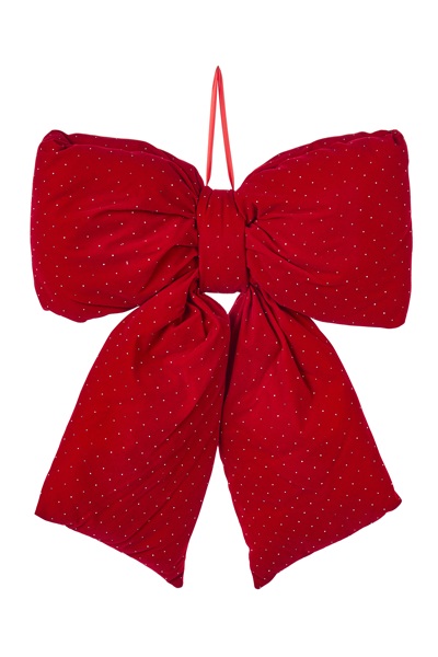 Fiocco rosso in velluto con glitter Fiocco rosso in velluto con glitter