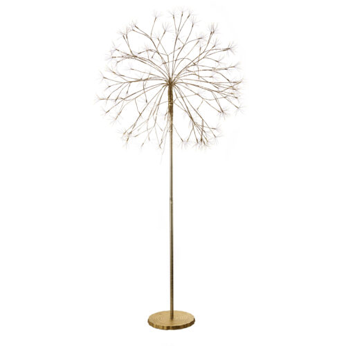 Soffione in metallo color oro con luce led H 180 cm.