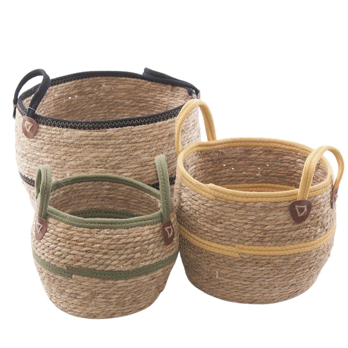 Cesto rotondo in seagrass e cotone