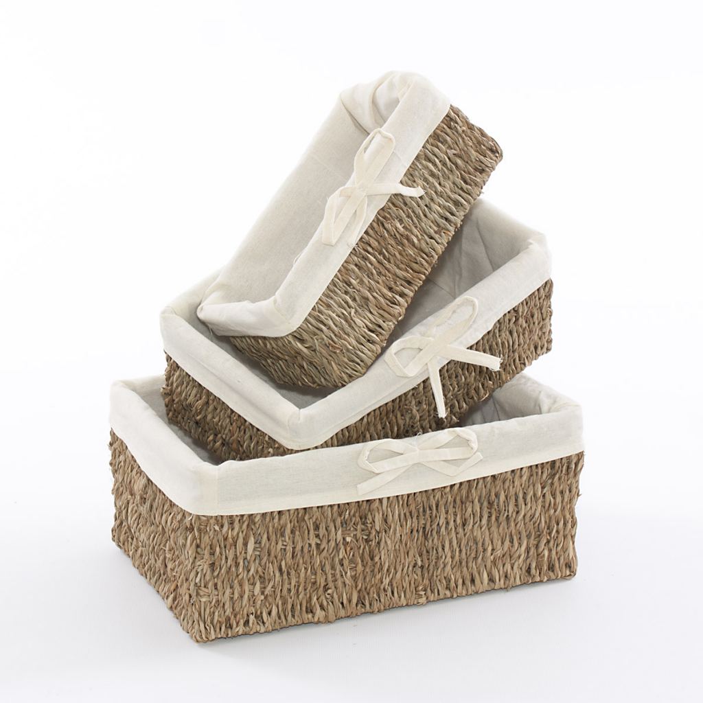 Cesto rettangolare in cordoncino foderato