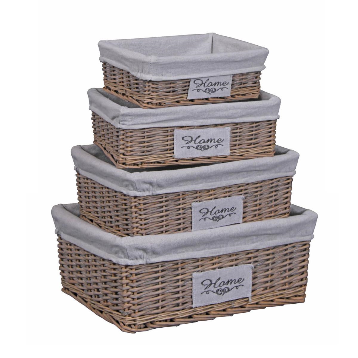 Cesto rettangolare in vimini grigio decapato sfoderabile