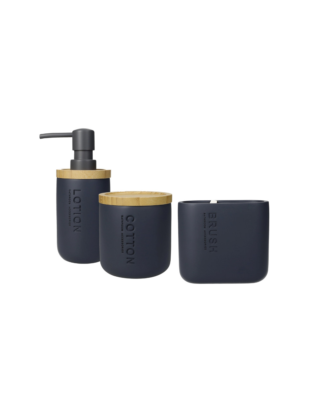 Set da bagno in poliresina nera e bambu' Set da bagno in poliresina nera e bambu'