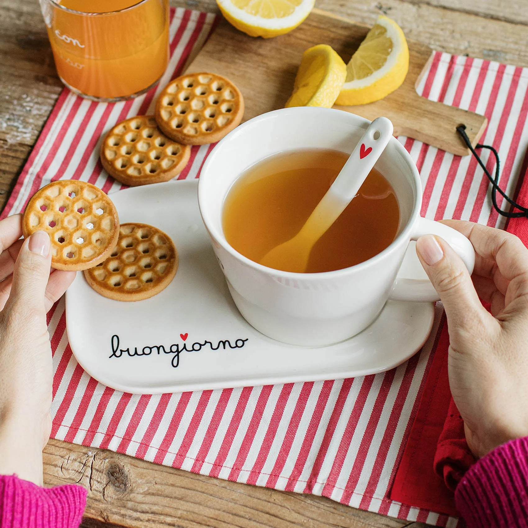 Piatto per Tazze Colazione decoro Buongiorno